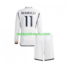 Fotbalový Dres Real Madrid Rodrygo Goes 11 Dětské Domácí 2023/24 Dlouhý Rukáv